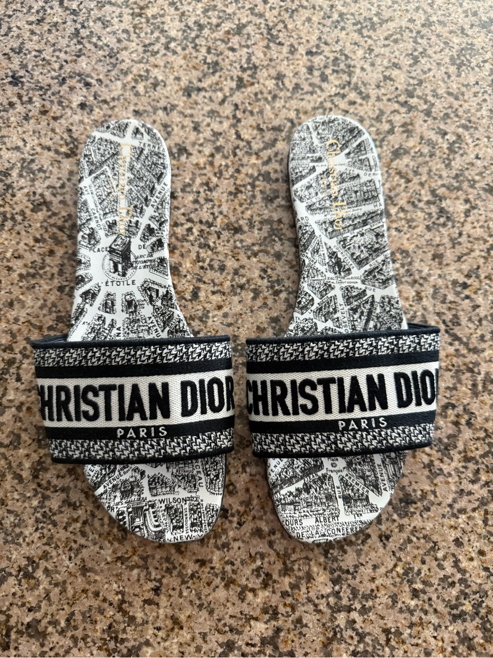 Christian Dior Black & White Slide Sandals